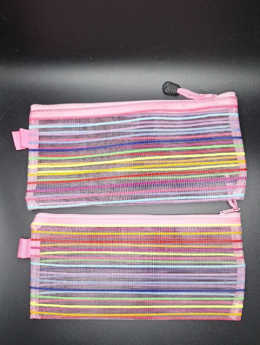 Kids Pink Rainbow Stripe Mesh Pencil Case - Brand